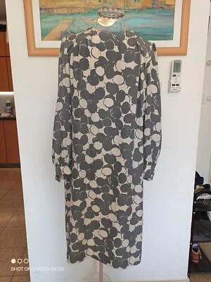 Vintage Givenchy × Lapine 100% Silk Dress M • Grey‑Cream Polka‑Dot Collab - Image 1 of 4