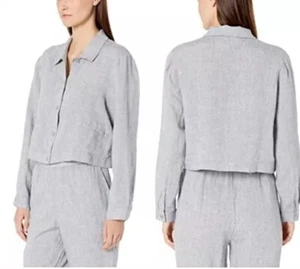 Chaqueta para mujer Eileen Fisher talla L cambray 100 % lino cuello clásico nueva con etiquetas $238 - Imagen 1 de 11