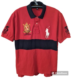 POLO RALPH LAUREN Sommer klassisches Shirt großes Pony Rugby Herren Größe LARGE rot blau - Bild 1 von 14
