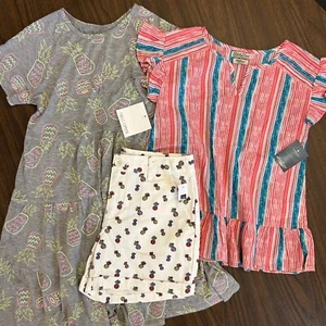 Girl's Size 10 Medium Lot Lucky Brand Top Gap Pineapple Dress Shorts New Shirt - Picture 1 of 12