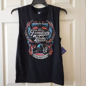 Celebrate Patriotic Legendary Power Let Freedom Ride Muscle Shirt XS - Picture 1 of 7