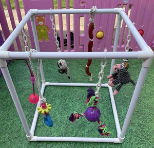 Deluxe Puppy gym / activity Gym all dog breeds (22”x22”) Pink Squeaky Ball Rope - Picture 1 of 10