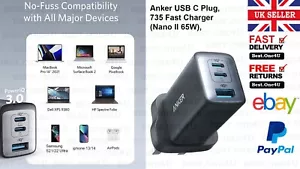 Anker Spina USB C, Caricatore 735 (Nano II 65W), PPS 3 Porte Ricarica USB C Compatta Veloce - Foto 1 di 8