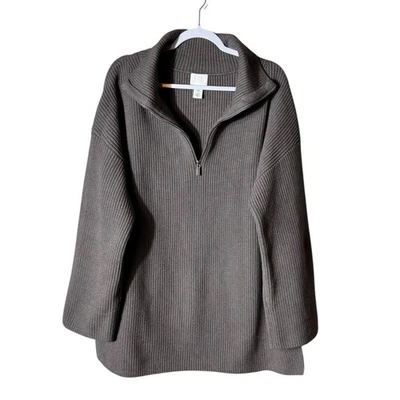 Womens Oversized Chunky Wool Sweater XL Indie Fisherman Bohemian Forest Neutral - Image 1 of 4