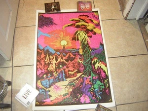 SUNRISE BLACKLIGHT POSTER 1971-72 JUNGLE WANDERN LÖWE VINTAGE HEADSHOP PSYCHDELIC - Bild 1 von 8