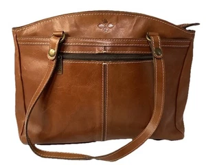 Patricia Nash Poppy Tote Heritage Leather Shoulder Bag Solid Brown Tan Purse - Picture 1 of 11