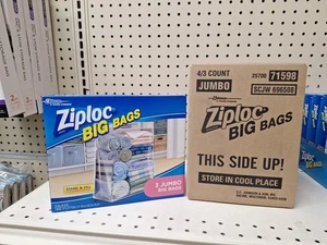 NEW Ziploc Big Bags Heavy Duty XXL 3 Bags 20 Gallon 2' x 2.7' Discontinued RARE! - Picture 1 of 6