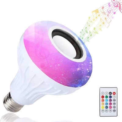 LED RGB Bulb Light Smart Bluetooth Music Speaker Changing Color Lamp Shower H... - Image 1 of 4