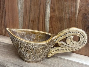 VINTAGE OLD ORNATE WOODEN VESSEL SCOOP PITCHER - Picture 1 of 6