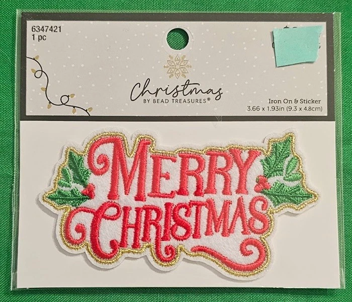 9 pacotes de ferro/adesivo Christmas by Bead Treasures Merry Christmas - Imagem 1 de 1