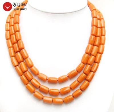 Genuine 10-12mm Thick Slice Natural Oranage Coral Necklace for Women Chokers 18" - Image 1 of 4