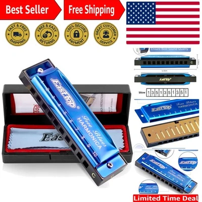 Professional Blues Harmonica in Key of C - 10 Holes, 20 Tones for All Players - Image 1 of 4