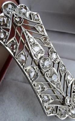 Edwardian Diamond 18Ct Gold Platinum Old Cut Large Pin Brooch Heavy 6.3g - Image 1 of 4