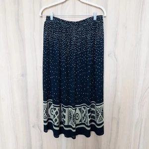 Vintage Womens Pleated Midi Skirt Size 12 Black Boho Folk Art Whimsigoth Witchy - Picture 1 of 5