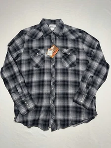 Wrangler Wrancher Plaid Snap Western Shirt Black Gray XL TSC Exclusive NWT - Picture 1 of 6