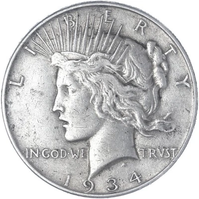 1934 (P) Peace Dollar Very Fine See Pics K071 - Image 1 of 3