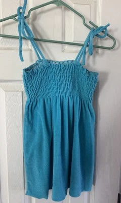 ⛱️⛱️Alloy Vintage Blue Terry Tie Spaghetti Strap Tunic Top Size Large⛱️⛱️ - Image 1 of 4