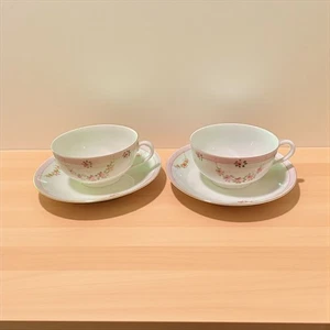 Noritake Japan M Teacup & Saucer Set China Set of Two Pink Floral Design - Picture 1 of 9