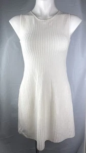 New Milly Minis Ribbed Knit Fit Flare Stretch Sleeveless Girl Dress Ivory Sz 14 - Picture 1 of 9