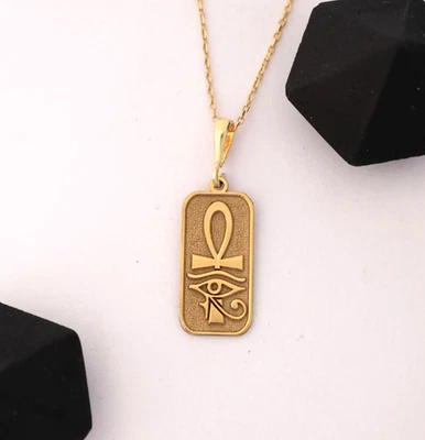 Gold Eye of Horus Necklace 925 Sterling Silver Egyptian Amulet Necklace In Gold - Image 1 of 4