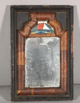 RARE AMERICAN W&M 18TH C BARK VENEER COURTING MIRROR IN ITS ORIGINAL CASED FRAME - Image 1 of 4