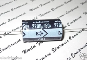 1 Stück-NICHICON (M) 2200uF (2200 μF) 50 V Axial Hi-Fi Audio Elektrolytkondensator - Bild 1 von 3
