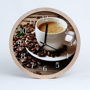 Tulup Horloge murale en bois 30fi cm horloge en bois - café coule