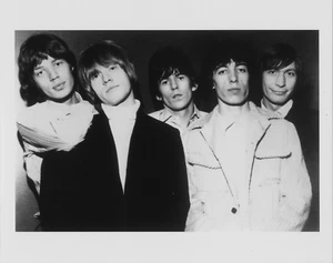 Rolling Stones Group Shot Brian Jones B/W Glossy 8x10 - Picture 1 of 1