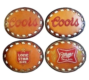 Hebilla de cinturón de CUERO: COORS, MILLER HIGH LIFE, CERVEZA LONE STAR con POSTURAS EN EL CULO - Imagen 1 de 17