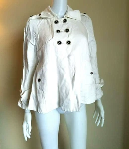 AUTÉNTICO TRAJE NACIONAL ABRIGO DE LINO DE DOBLE PECHO BLANCO TALLA 44 - Imagen 1 de 7