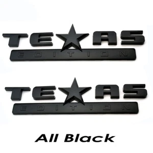 2PC 3D TEXAS EDITION EMBLEM All Black CHEVY SILVERADO SIERRA UNIVERSAL DECAL - Picture 1 of 4