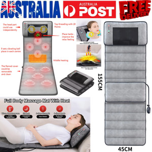 10 Vibrating Motors Massage Mat Full Body Heated Mattress Pillow Pain Relief AU