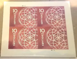 FLORAL GEOMETRY 2022 GEOMETRIC DESIGNS US #5755 CIRCLES $10.00 STAMP PLATE BLOCK - Picture 1 of 2