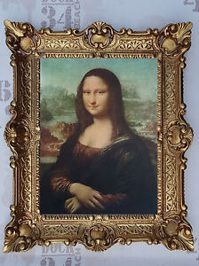 Gemälde Mona Lisa Bild mit Bilderrahmen BAROCK Antik look 56x46 cm Bilder NEU