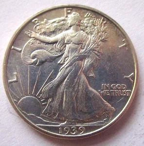 1939-d Walking Liberty Half Dollar AU/BU FULL LUSTER - Picture 1 of 3