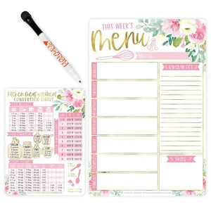 Hadley Designs Weekly Meal Planner Dry Erase Board for Refrigerator-Floral Ma... - Picture 1 of 9