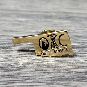 Oklahoma City OKC Desk & Derrick Club Pin Button Oil Field Gas Rig Hat Lapel - Picture 1 of 5