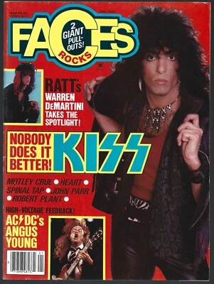 FACES ROCKS MAGAZINE KISS PAUL STANLEY RATT MOTLEY CRUE AC/DC HEAVY METAL 1986 - Image 1 of 2