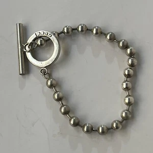Bracciale Gucci in argento 925 con catena a sfere unisex 7,9” Made in Italy - Foto 1 di 16
