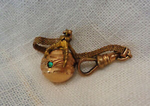 ANTIQUE VICTORIAN GOLD FILL WATCH FOB w/ORNAMENT BALL w/CLAW