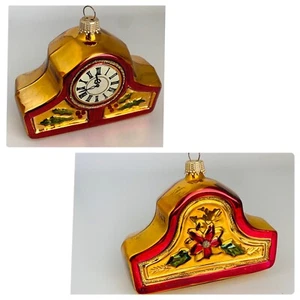 Krebs Germany Glass Christmas Ornament Fireplace Mantle Clock - Picture 1 of 9
