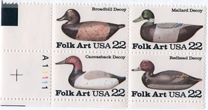Scott #2141a (2138-41) Folk Art (Duck Decoy) Plate Block of 4 Stamps - MNH - Picture 1 of 2