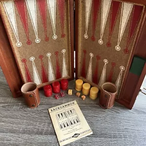 Vintage LOWE Backgammon Game Red and Butterscotch Bakelite Cork Board Complete - Picture 1 of 22