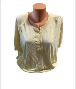 Suéter de verano Talbots talla grande 2X amarillo manga corta detalles con botones - Imagen 1 de 10