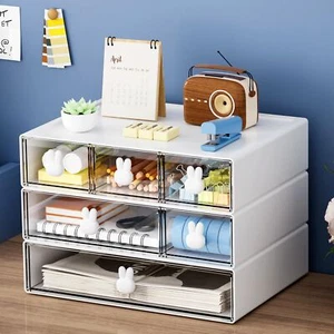 Desk Organizer with 6 Drawers 3 Tier Stackable Storage Drawers Plastic Makeup... - Picture 1 of 9