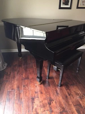 Piano de cola Samick Baby, modelo # SIG-50.  Ébano alto brillo. Poco uso. Foto 1 de 4