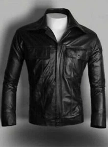 Chaqueta de cuero negro Rock N Roll Elvis Presley para hombre - Imagen 1 de 4