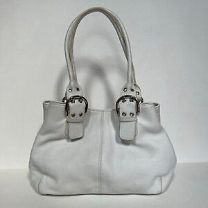 Tignanello Pebbled Leather Perfect 10 French Tote Shoulder Bag White