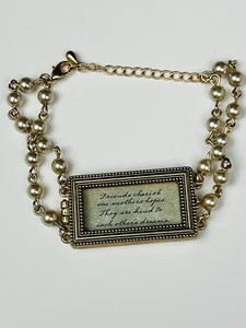 Bracciale Medaglione Detto Amicizia Perline Finte Perle 2 Fili - Foto 1 di 9