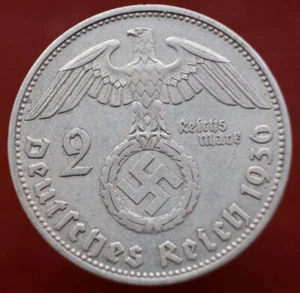 2 Reichsmark 1936 D - Germany Third Reich silver coin with swastika - #655 - Picture 1 of 4